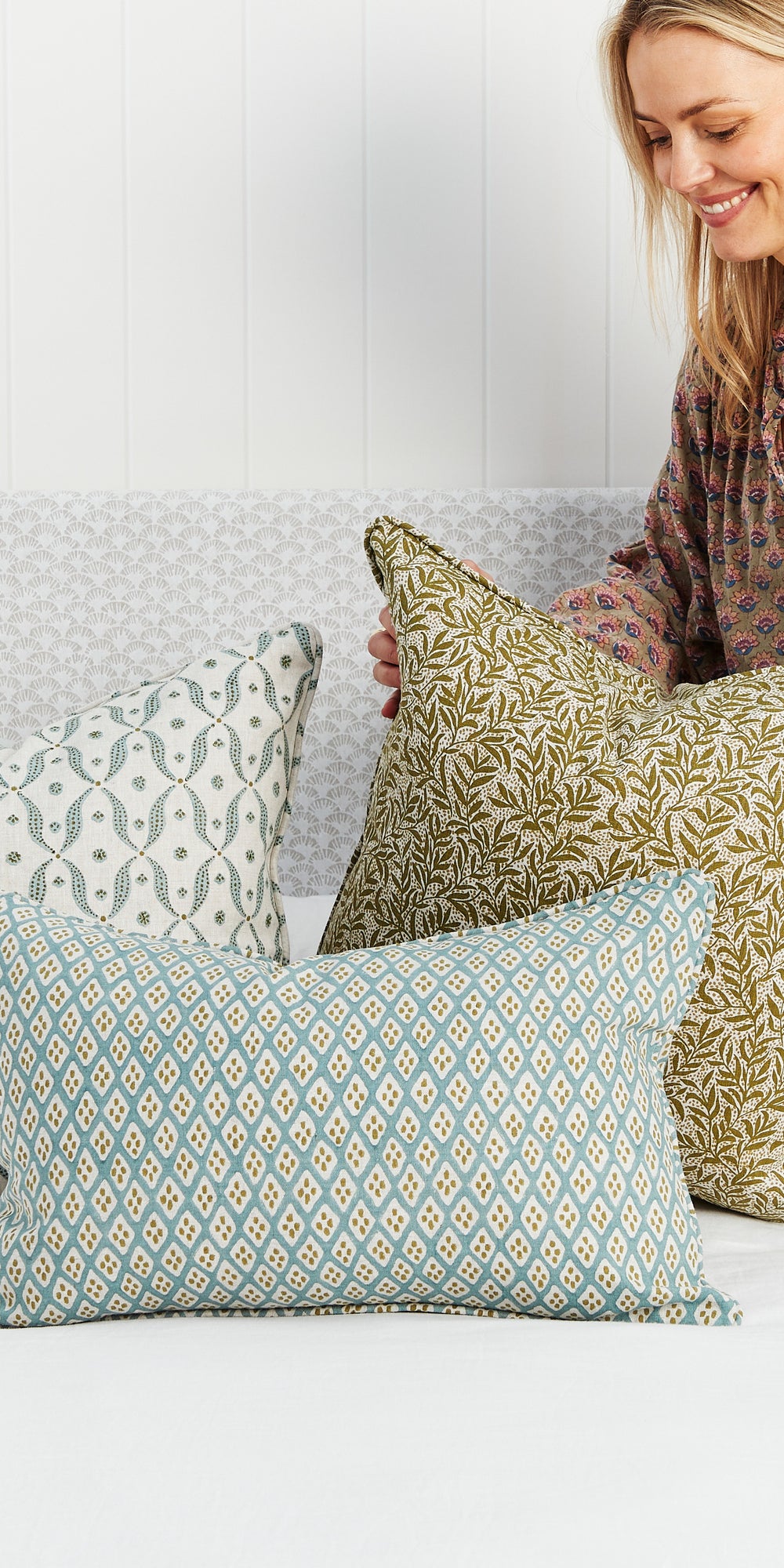 Genoa Celadon Moss Cushion in - Cushions - Walter G Australia
