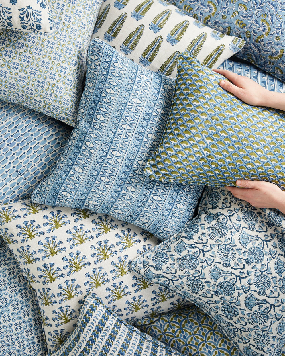 Samode Moss Azure Cushion in - Cushions - Walter G Australia