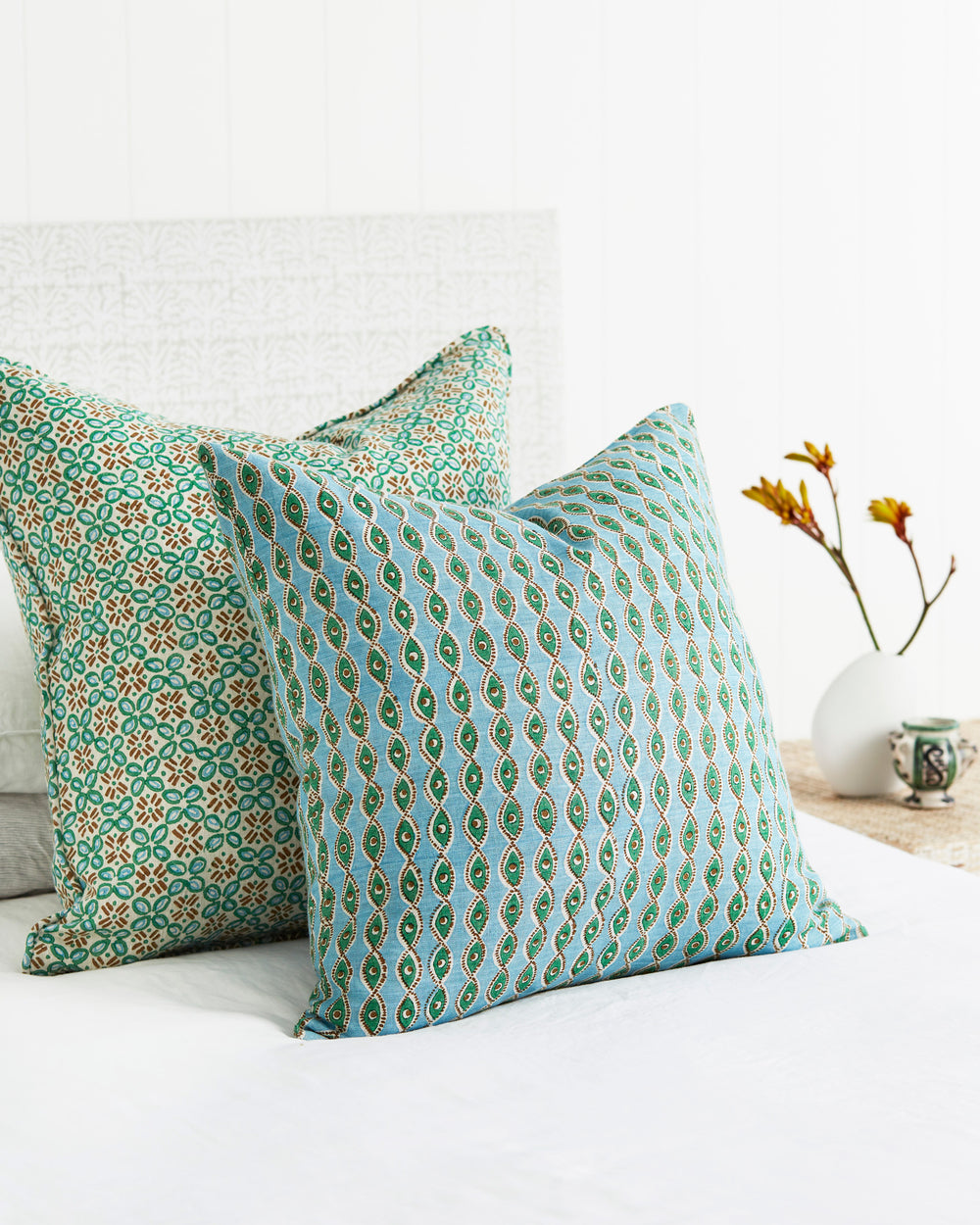 Sochi Emerald linen cushion