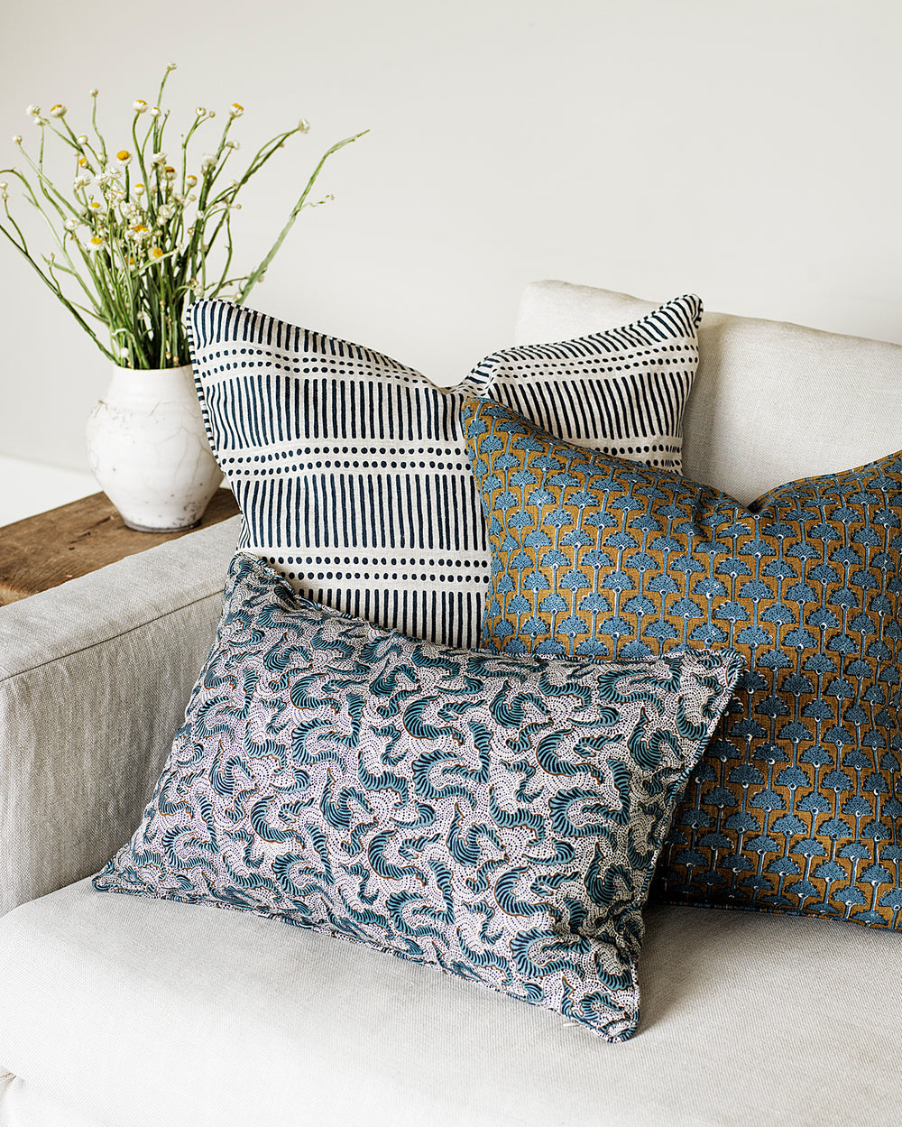 Dash Dot Indian Teal Cushion