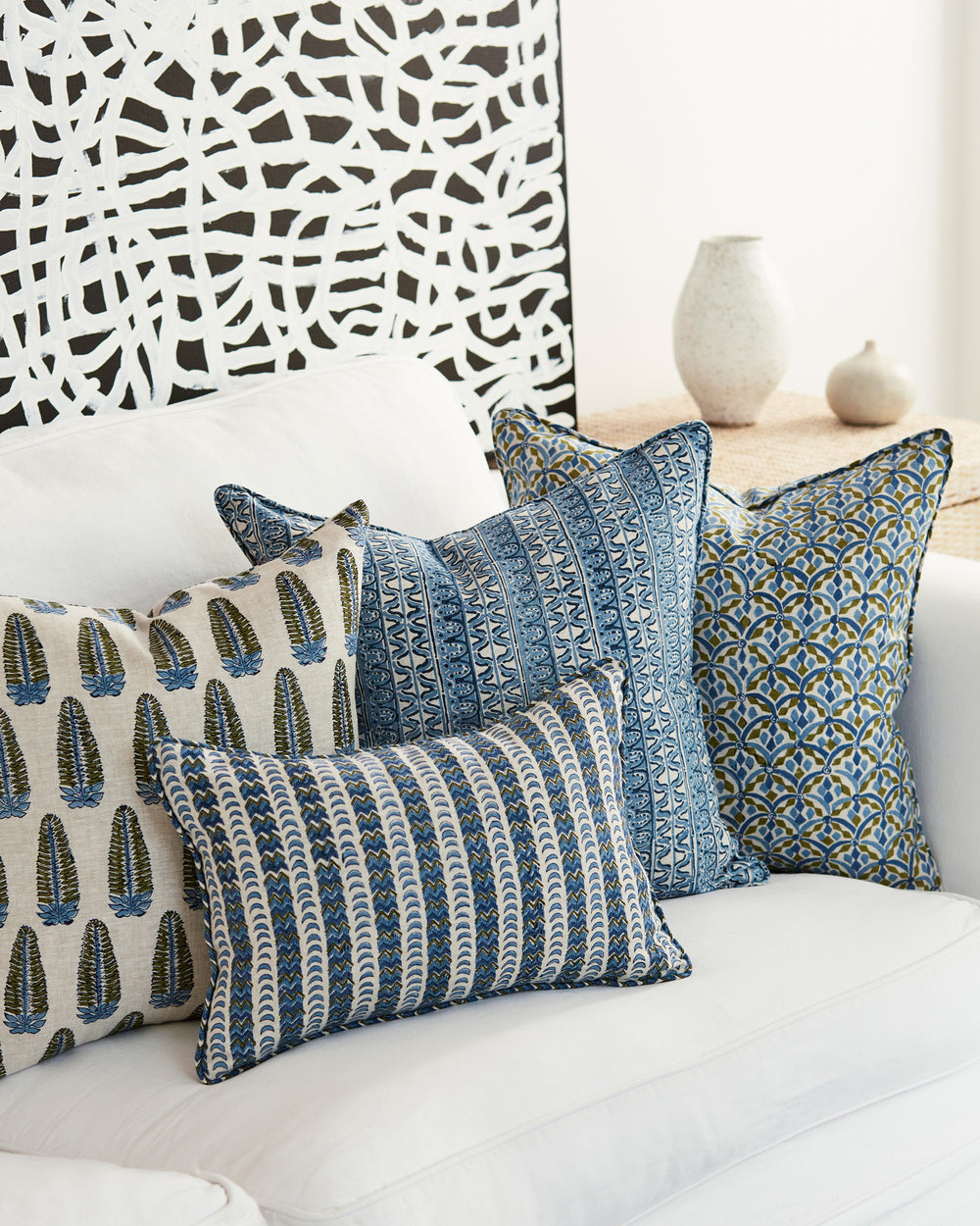 Rambagh Moss Azure Cushion