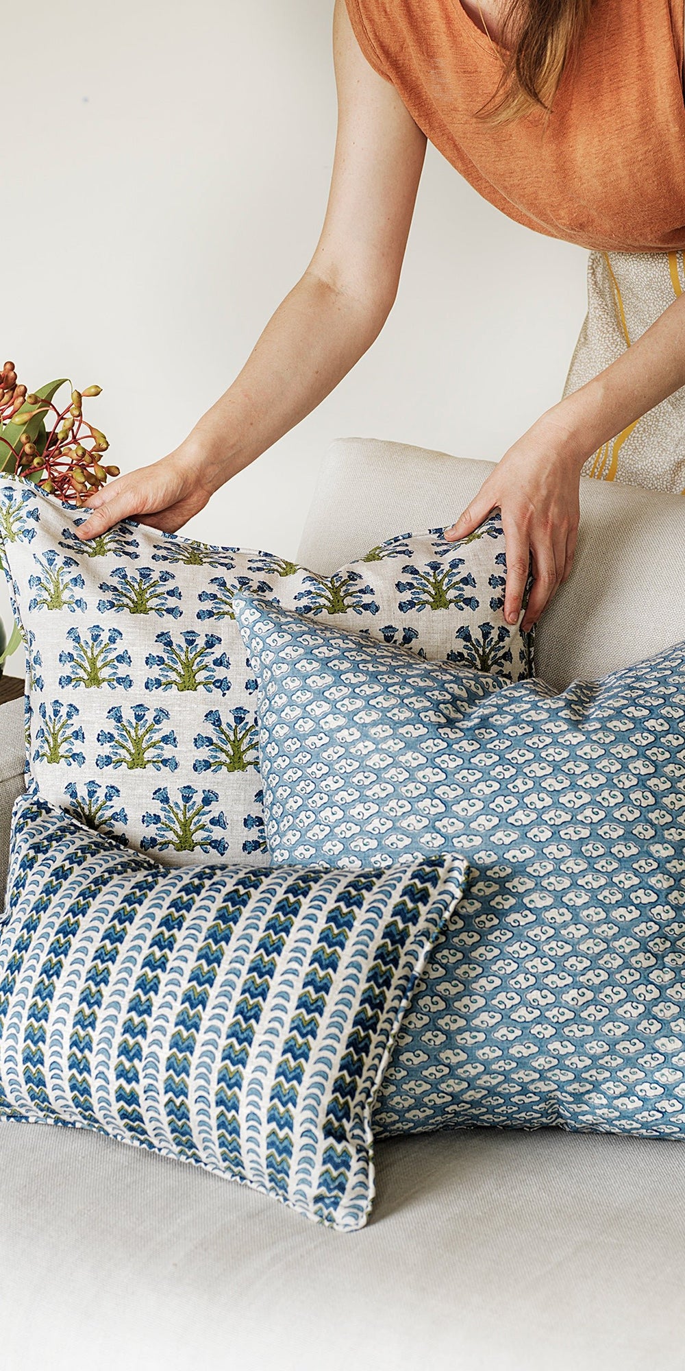 Samode Moss Azure Cushion in - Cushions - Walter G Australia