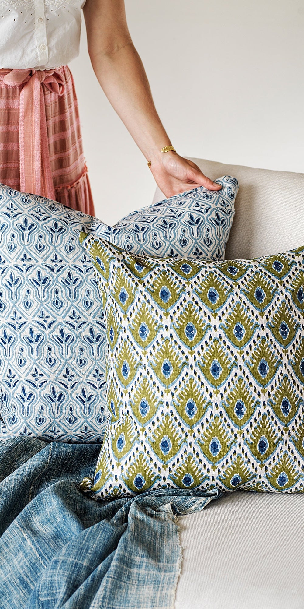 Tashkent Moss Azure Cushion in - Cushions - Walter G Australia