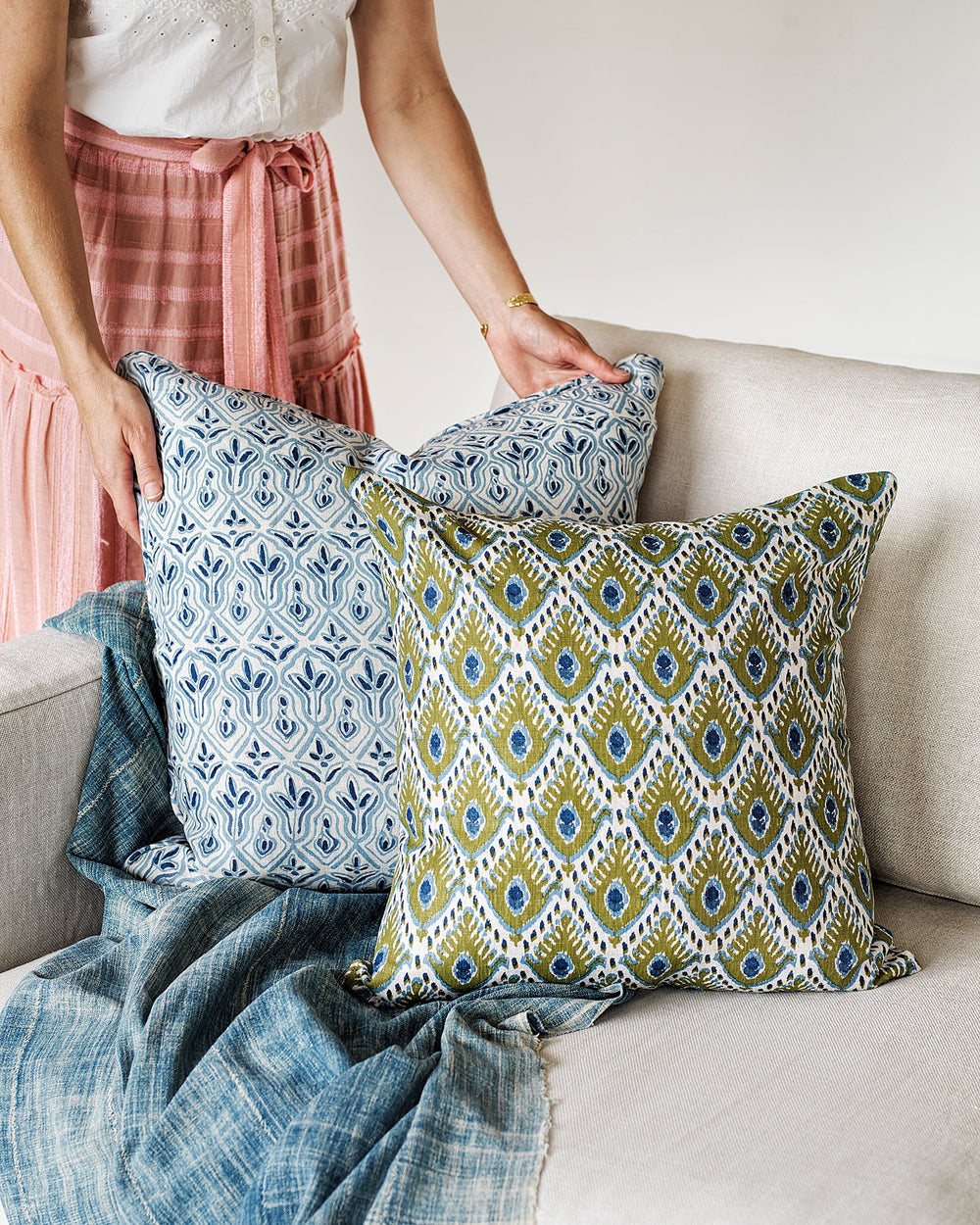 Tashkent Moss Azure Cushion in - Cushions - Walter G Australia