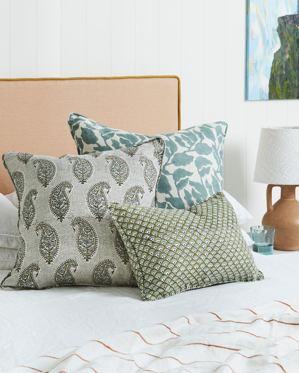 Flores Celadon Cushion
