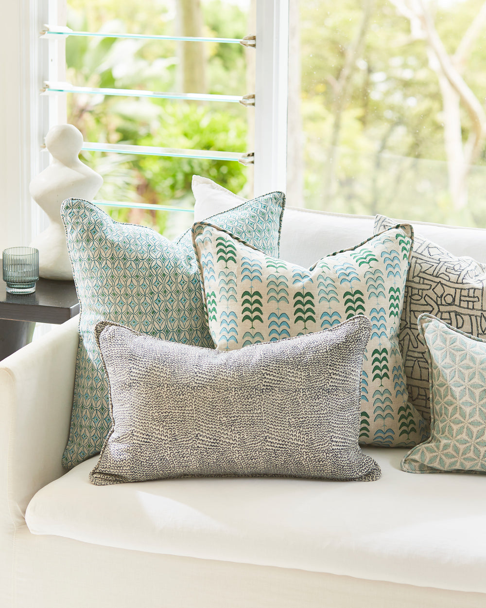 Hanami Light Blue Rectangle Cushion in - Cushions - Walter G Australia