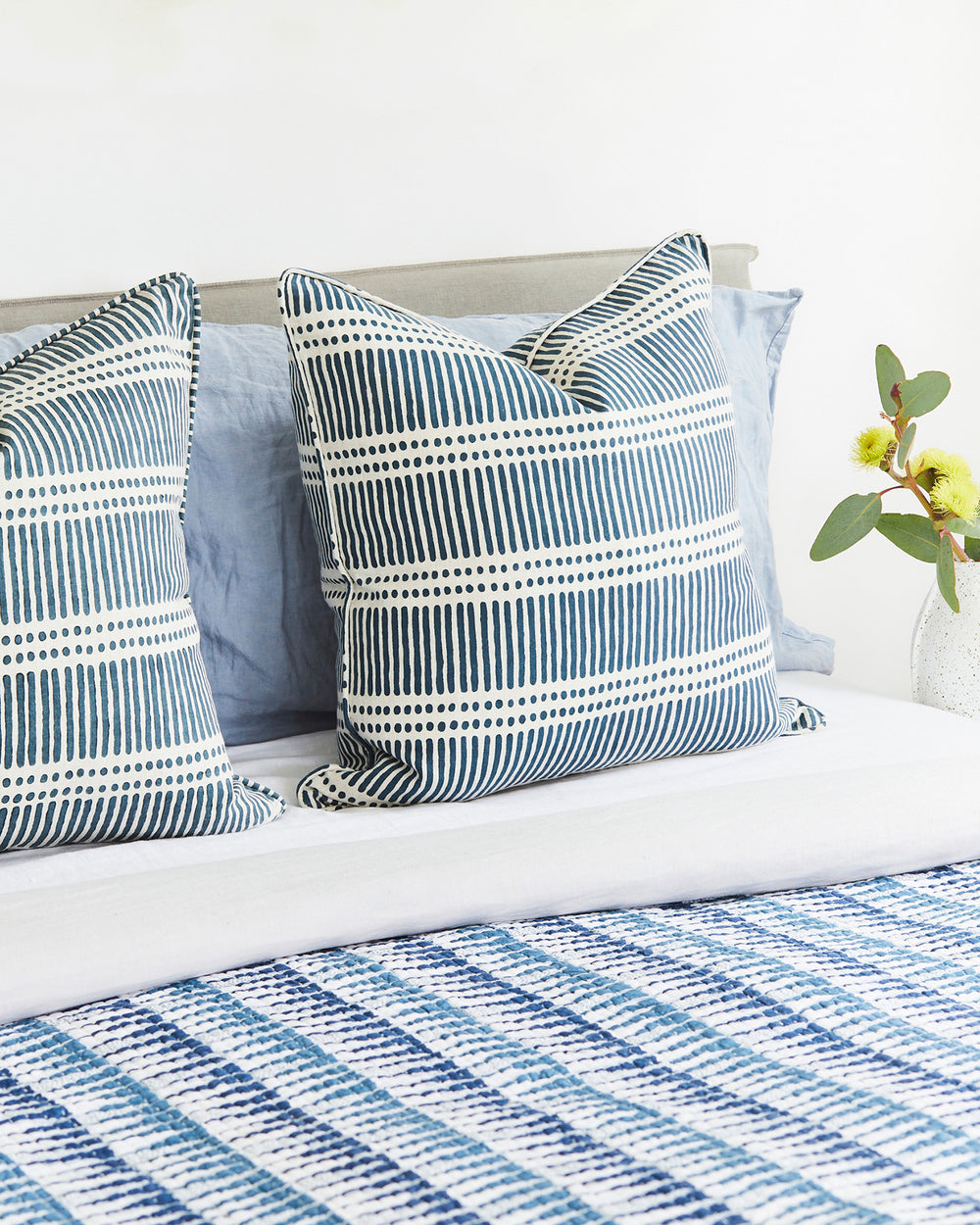 Dash Dot Indian Teal Cushion