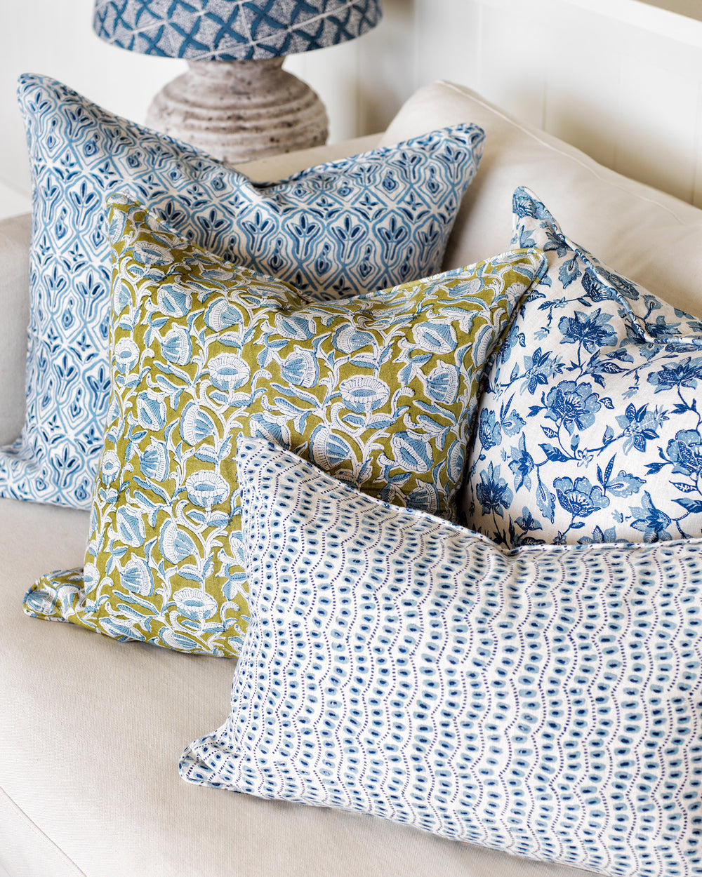 Marbella Moss Azure Cushion