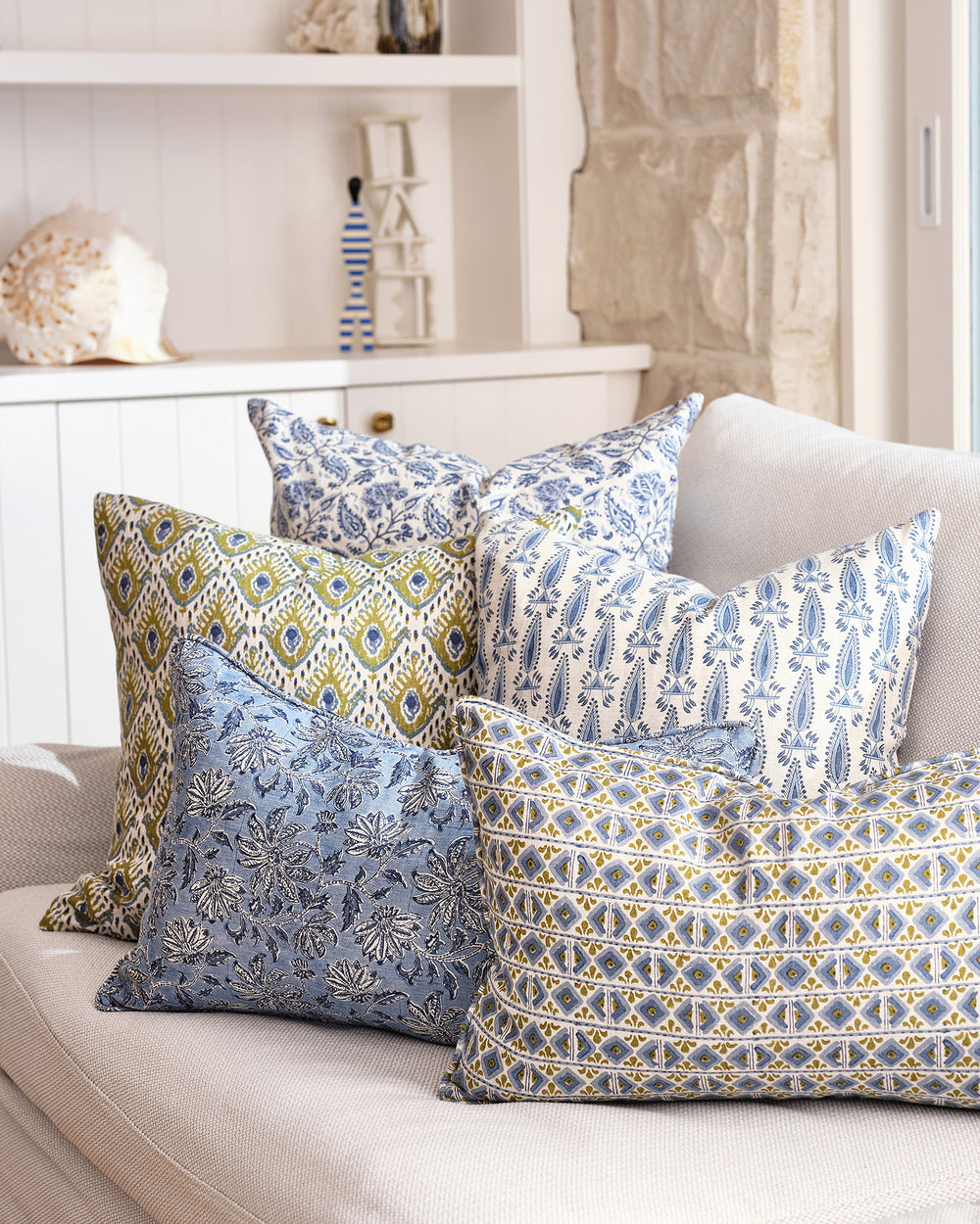 Tashkent Moss Azure Cushion in - Cushions - Walter G Australia