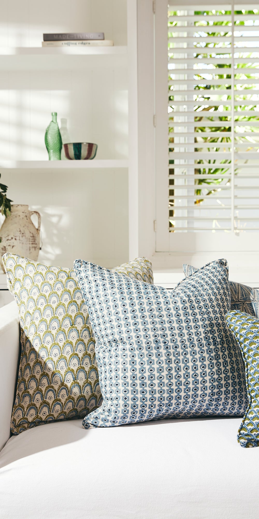 Naples Moss Azure Cushion in - Cushions - Walter G Australia