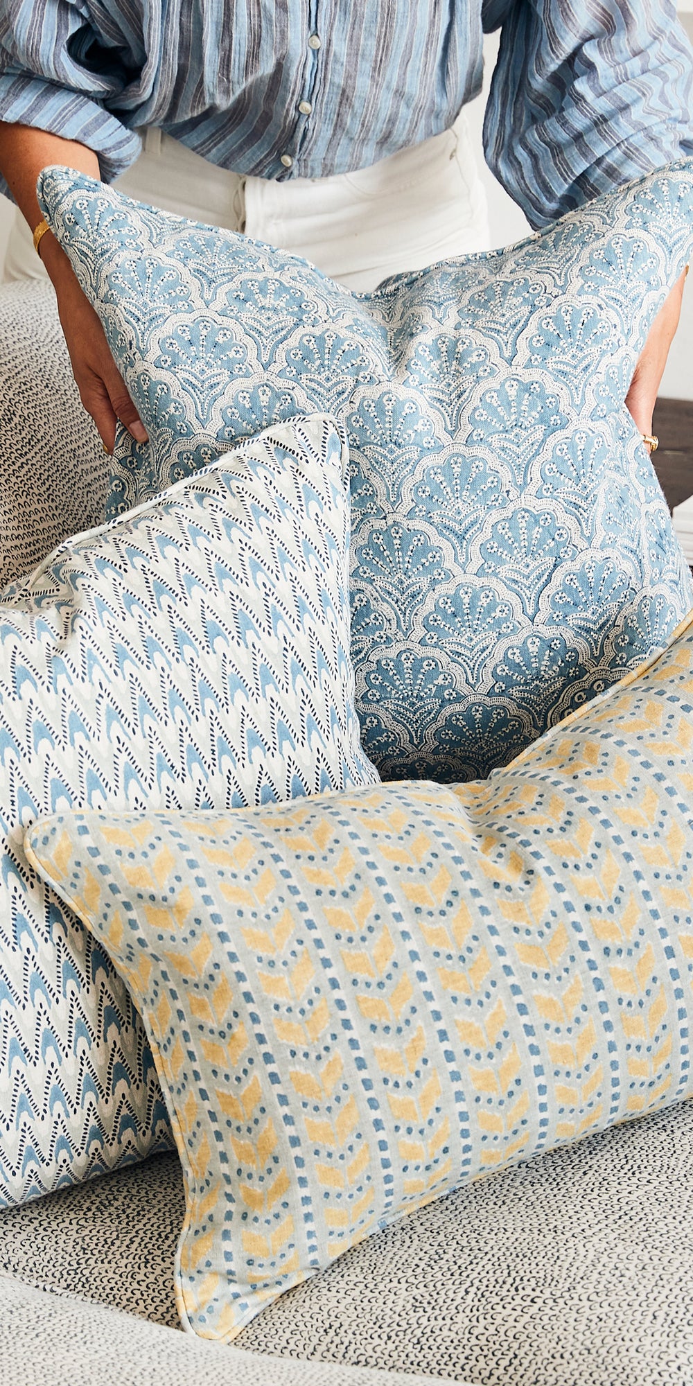 St Tropez Azure Cushion in - Cushions - Walter G Australia