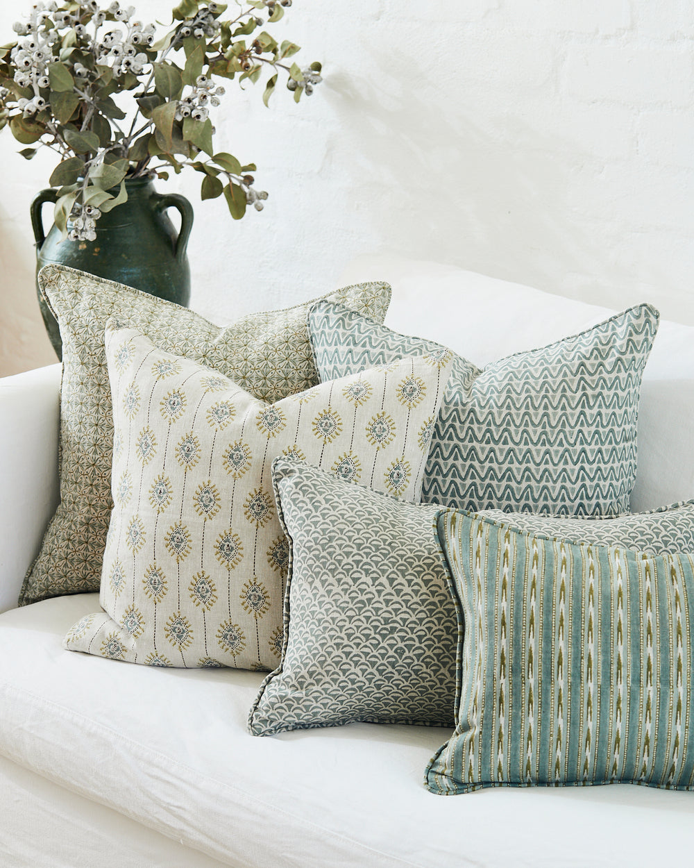 Menorca Celadon Cushion in - Cushions - Walter G Australia