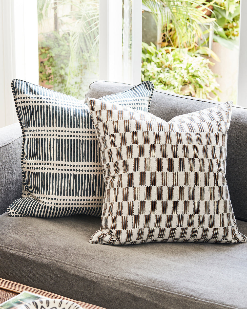 Dash Dot Indian Teal Cushion