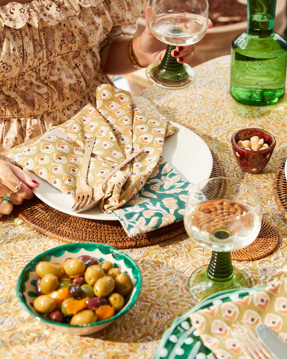 Ubud Cactus cotton tablecloth