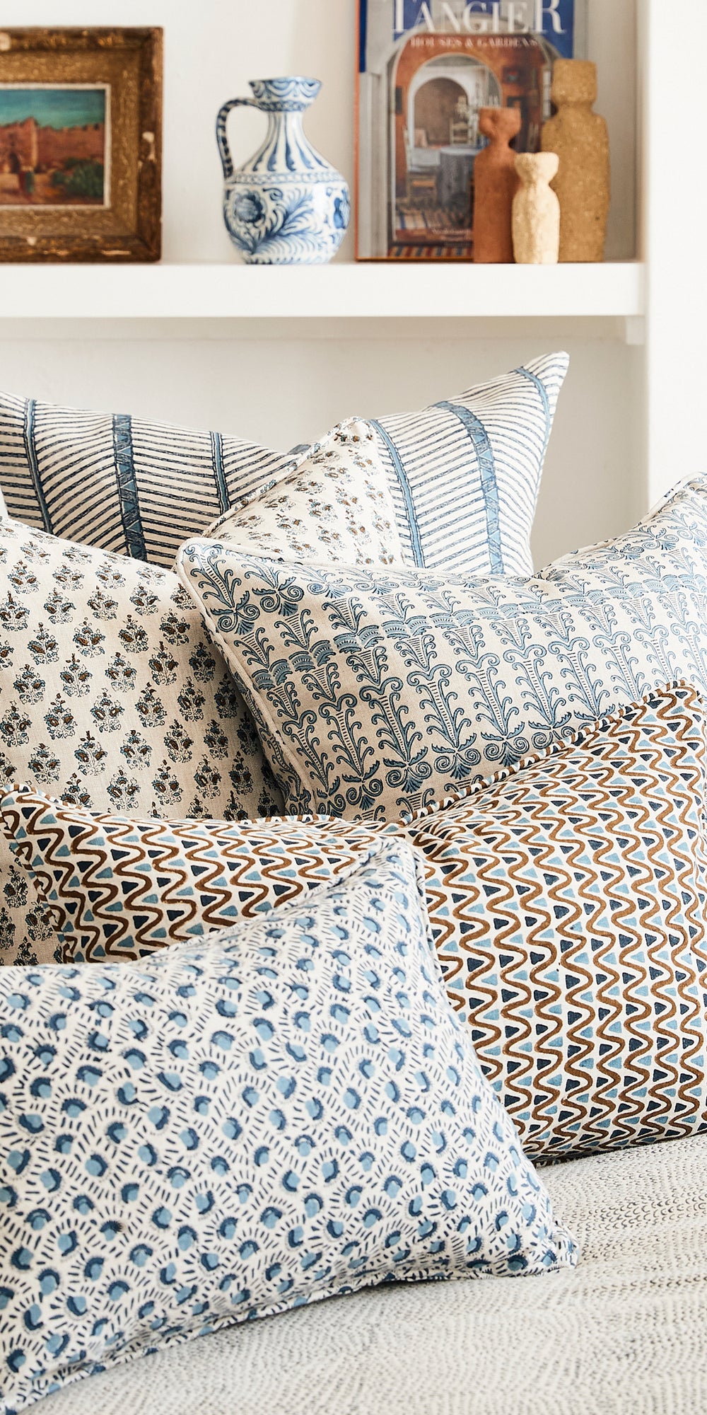 Sanganer Tobacco Cushion in - Cushions - Walter G Australia