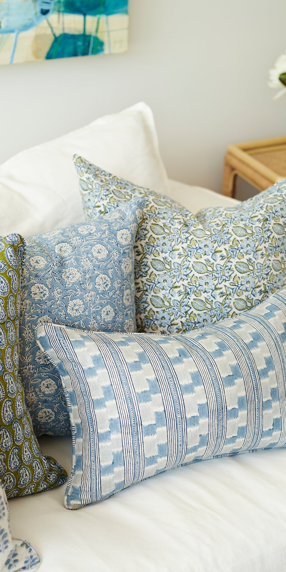 Simrane Moss Azure Cushion