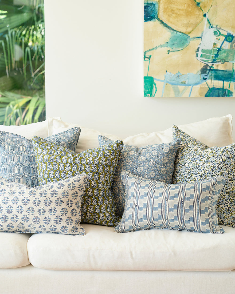 Simrane Moss Azure Cushion
