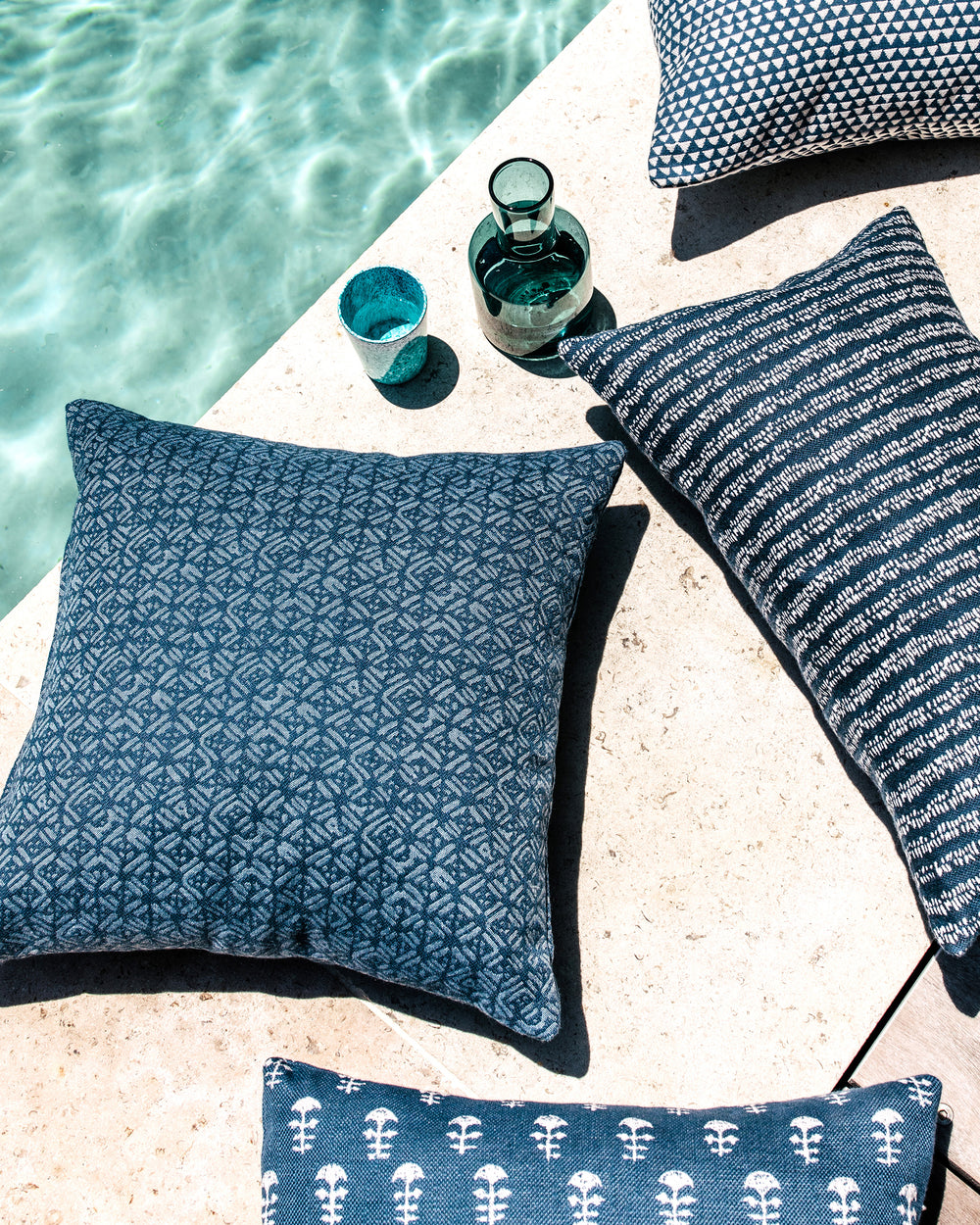 Batik Deep Ocean Outdoor Cushion in - Cushions - Walter G Australia