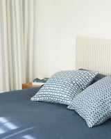 Malaccan Azure linen cushion 50x50cm