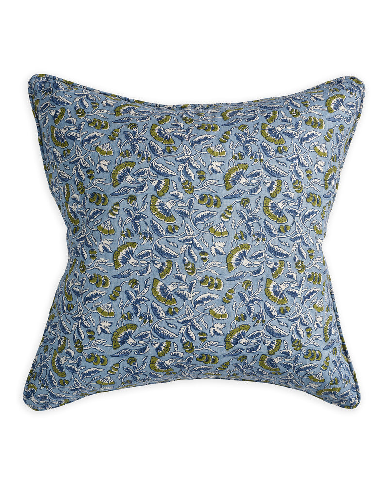 Antibes Moss Azure linen cushion