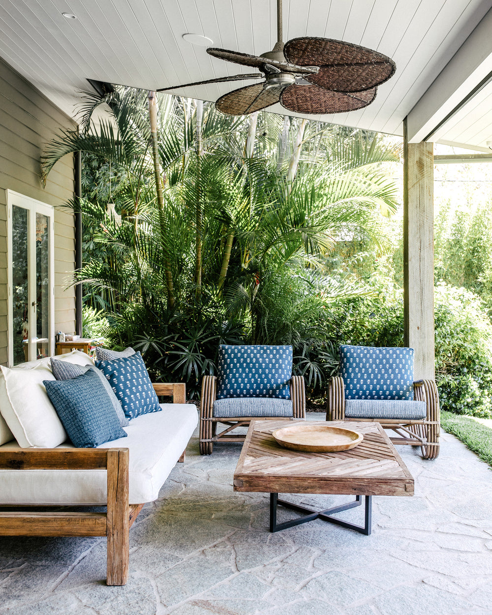 Batik Deep Ocean Outdoor Cushion in - Cushions - Walter G Australia