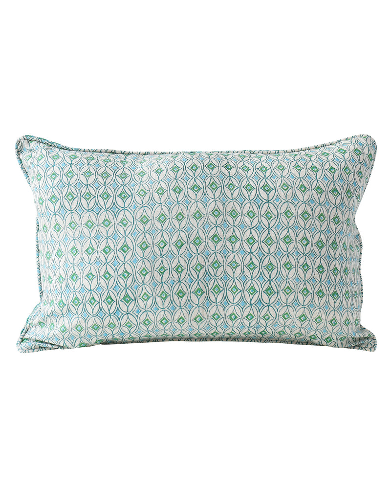 Condesa Emerald rectangle linen cushion