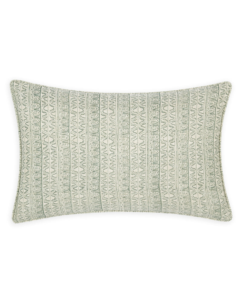 Corfu Inverse Celadon linen cushion
