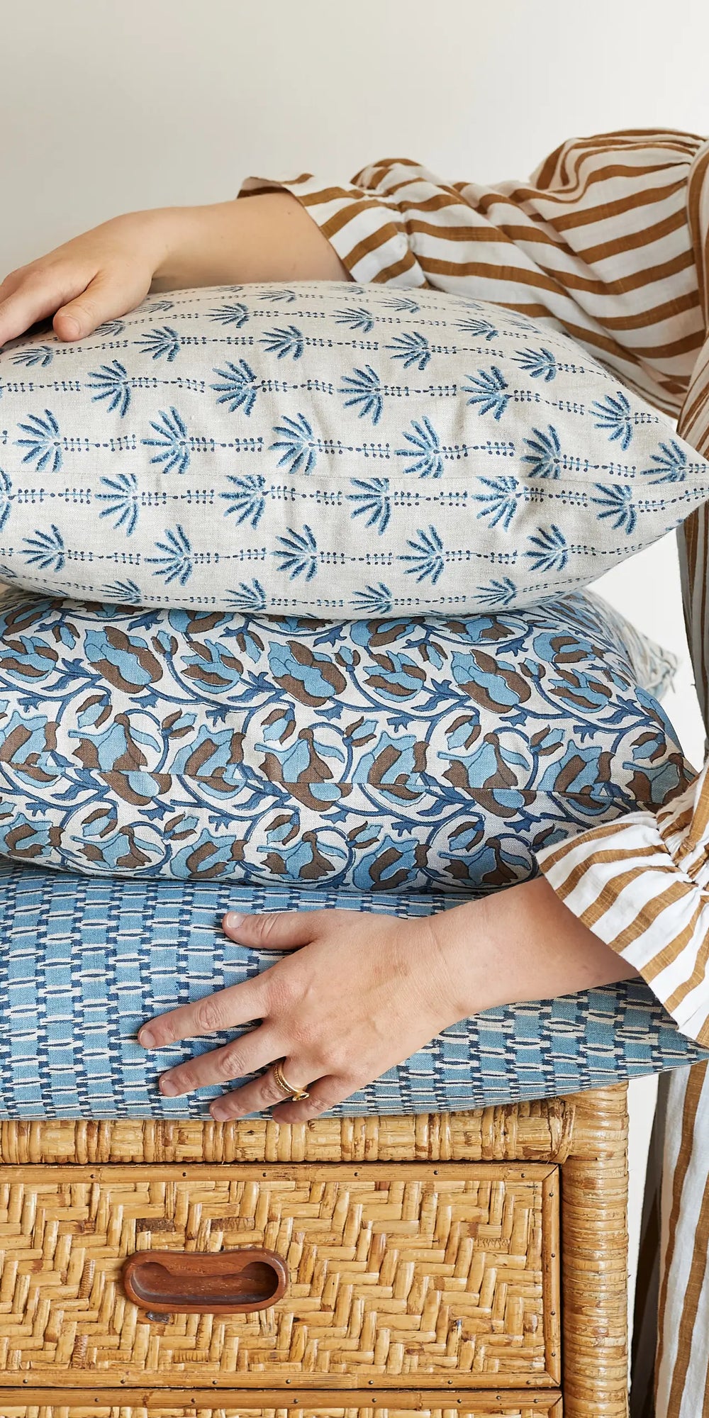 Rumi Azure linen cushion 55x55cm