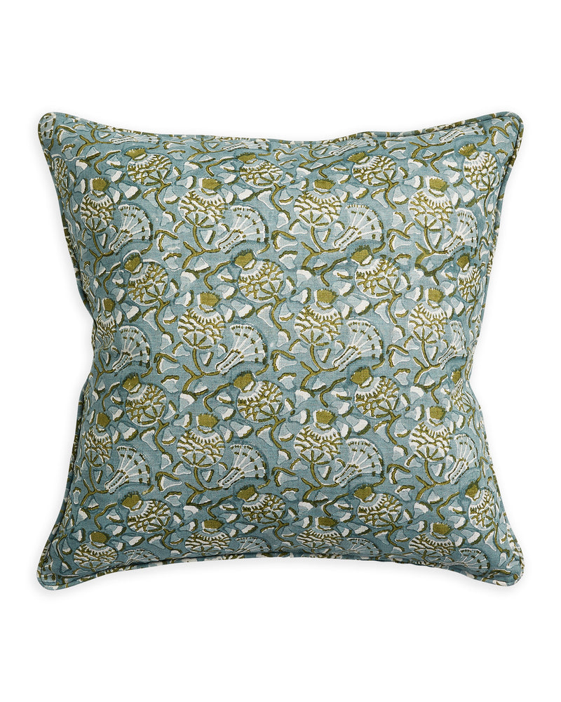 Iznik Moss Celadon linen cushion