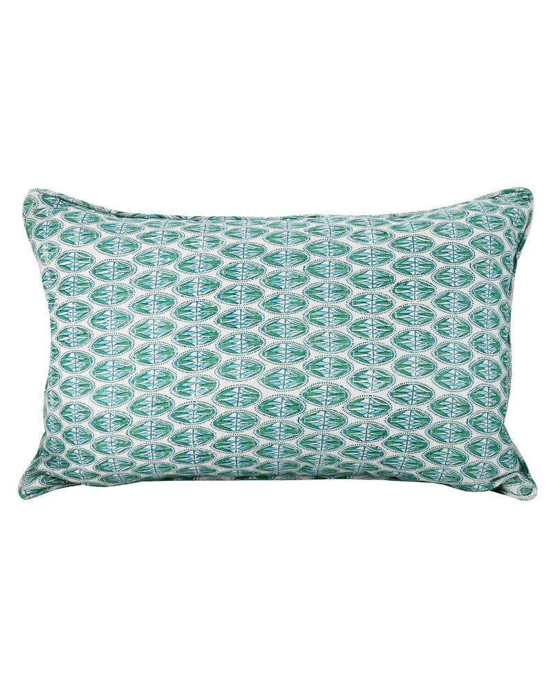 Lodhi Emerald linen rectangle cushion
