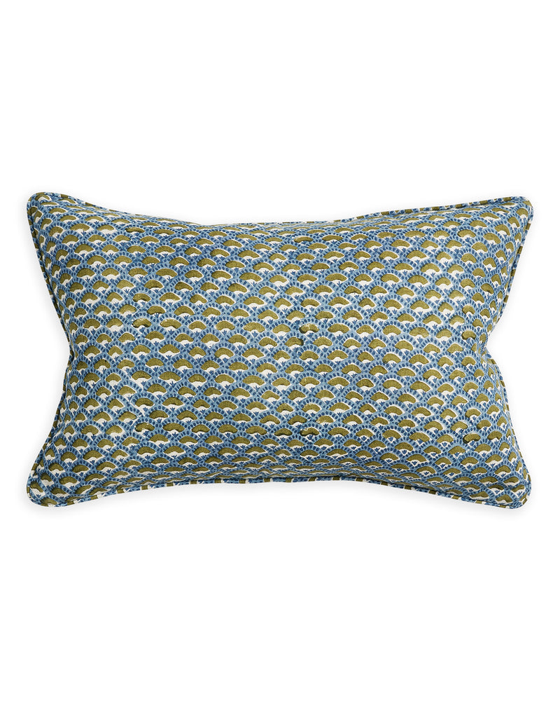 Naples Moss Azure linen cushion