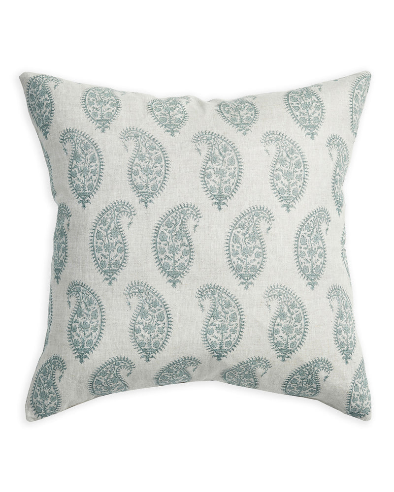 Paisley Celadon linen cushion