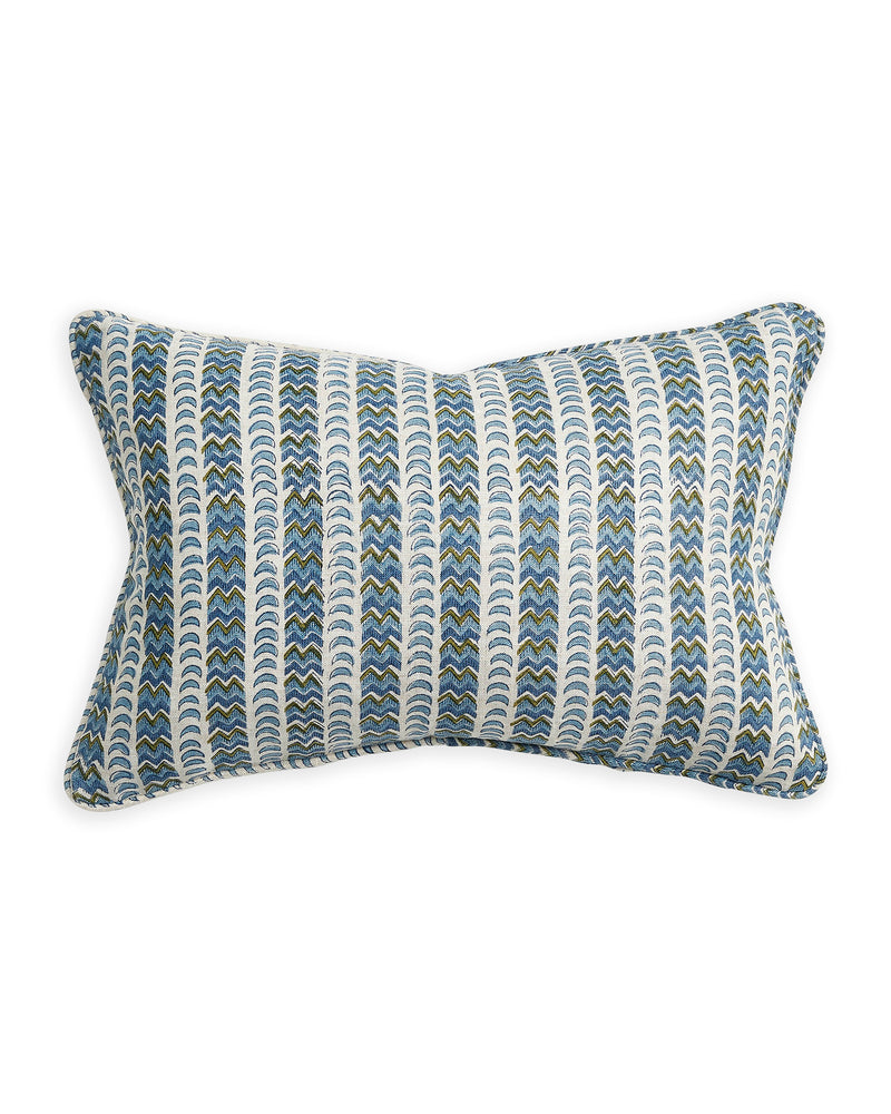 Rambagh Moss Azure linen cushion