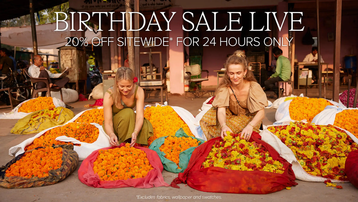 Birthday sale live. 20% off sitewide for 24 hours only. Excludes fabrics, wallpaper and swatches. Shop the sale.