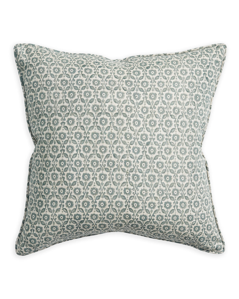Suzani Celadon linen cushion