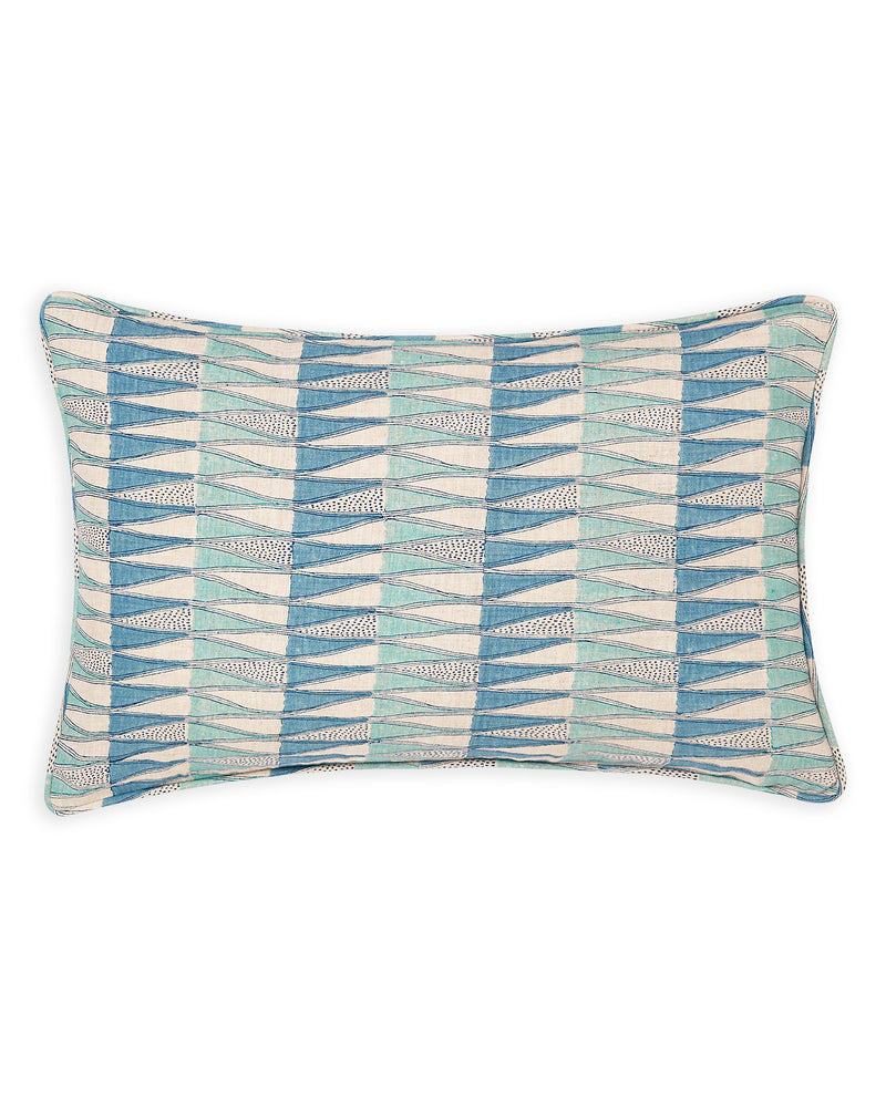 Tangier Fresh Azure linen cushion
