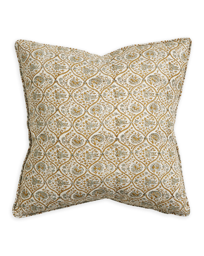 Trellis Saffron linen cushion